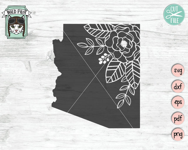 Arizona Floral Silhouette SVG Cut File SVG Wild Pilot 