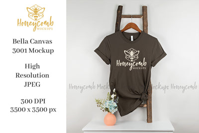 Army Bella Canvas 3001 Mockup, Hanging Ladder Mockup, Women's T-shirt Mockup, Boho Mockup Mock Up Photo Honeycomb Mockups 