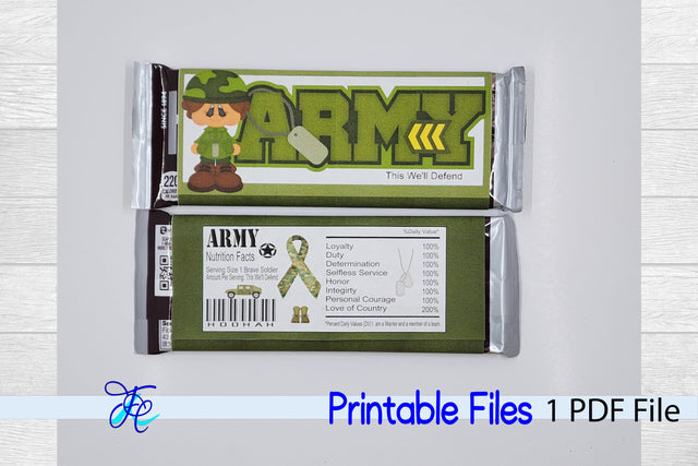 Army Girl Candy Bar Wrapper SVG Family Creations 