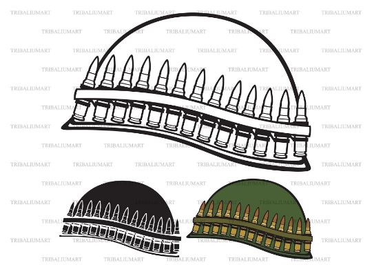 Army helmet with ammo belt SVG TribaliumArtSF 