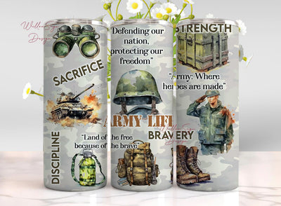 Army life 20oz Skinny Tumbler Sublimation Designs, Army life PNG File Digital Download, Army life tumbler png Sublimation WillowSageDesign 