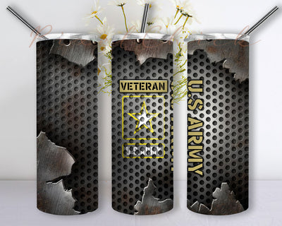 Army Tumbler PNG, 20oz Skinny Tumbler Sublimation Designs, Camo Military Tumbler Full Wrap, PNG Digital Download Sublimation PixelChick 