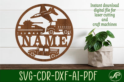 Army Vehicles name sign svg laser cut template SVG APInspireddesigns 