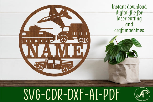 Army Vehicles name sign svg laser cut template SVG APInspireddesigns 