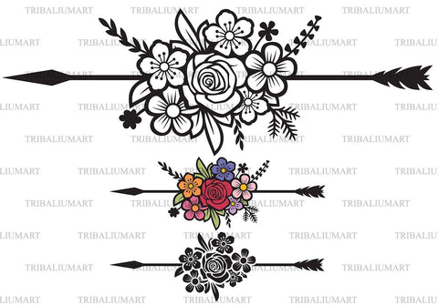 Arrow and flowers (Boho style) SVG TribaliumArtSF 