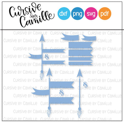 Arrow Banner and Ampersand Cut File SVG Cursive by Camille 