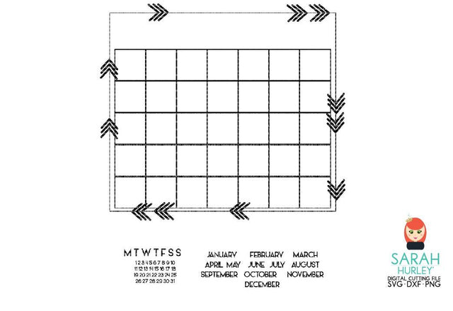 Arrow Calendar Grid SVG Sarah Hurley 
