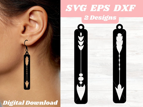 Arrow Earrings SVG for Cricut, Boho Earring Template for Glowforge, Laser Earring SVG Digital Download Commercial Use SVG Apple Grove Designs 