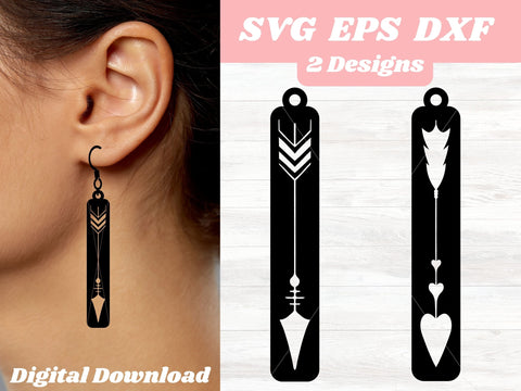 Arrow Earrings SVG for Cricut, Boho Earring Template for Glowforge, Laser Earring SVG Digital Download Commercial Use SVG Apple Grove Designs 