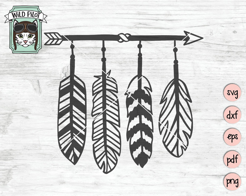 Arrow Feathers SVG Cut File - So Fontsy