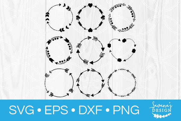 Circle Monogram Arrow SVG - SVG EPS PNG DXF Cut Files for Cricut and  Silhouette Cameo by SavanasDesign