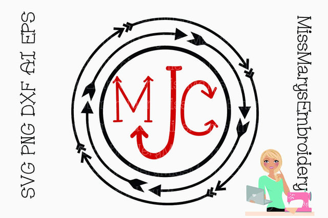 Arrow Monogram Frame SVG MissMarysEmbroidery 