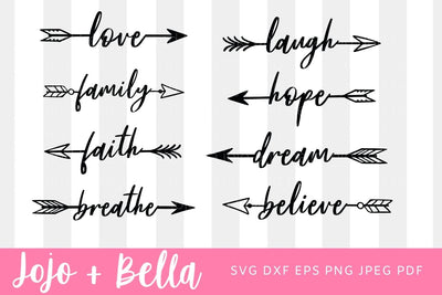 Arrow Quote Svg, Word Arrows Svg, Svg Bundle Family Arrow Svg, Love Arrow Svg, Hope Arrow Svg, Svg files for Cricut, Sublimation, Silhouette SVG Jojo&Bella 