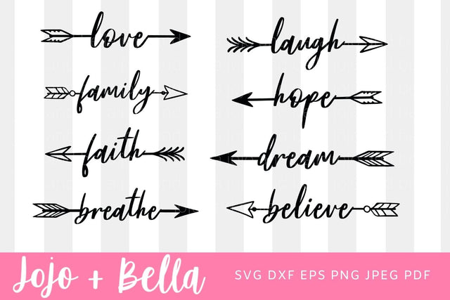 Arrow Quote Svg, Word Arrows Svg, Svg Bundle Family Arrow Svg, Love Arrow Svg, Hope Arrow Svg, Svg files for Cricut, Sublimation, Silhouette SVG Jojo&Bella 