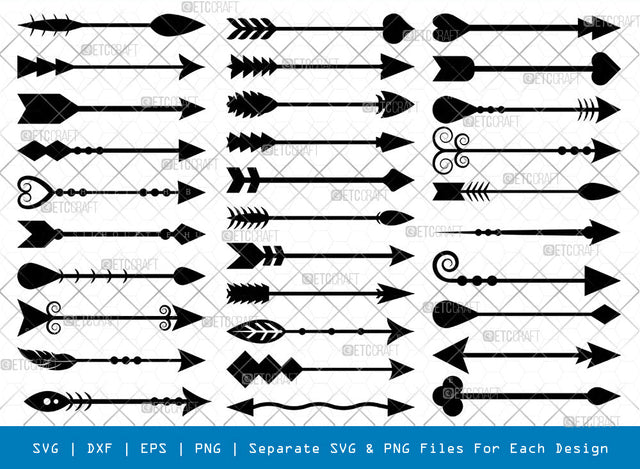 Arrow SVG, Arrow Silhouette, Arrow Sign Svg, Arrowhead Svg, Boho Arrow Svg, Bohemian Arrow Svg, Archery Arrow Svg, Arrow Bundle SVG ETC Craft 