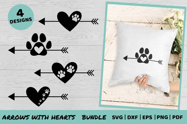 Arrows with hearts | Dog Lover SVG | Dog paw SVG SVG Irina Ostapenko 