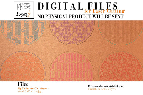 Art Decò Coasters Vector File for Laser Cutter - 6 Variations SVG MaramadeLaser 