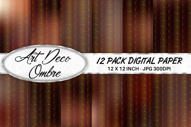 Art deco pattern digital paper with gradient brown color background Digital Pattern artnoy 