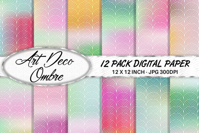 Art deco pattern digital paper with gradient cute color background Digital Pattern artnoy 