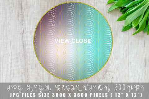 Art deco pattern digital paper with gradient green color background Digital Pattern artnoy 