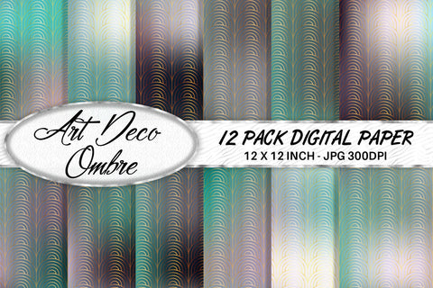 Art deco pattern digital paper with gradient green color background Digital Pattern artnoy 