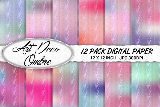 Art deco pattern digital paper with gradient pink color background Digital Pattern artnoy 