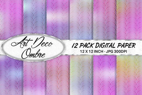 Art deco pattern digital paper with gradient purple color background Digital Pattern artnoy 