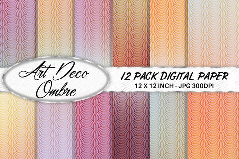 Art deco pattern digital paper with gradient summer color background Digital Pattern artnoy 