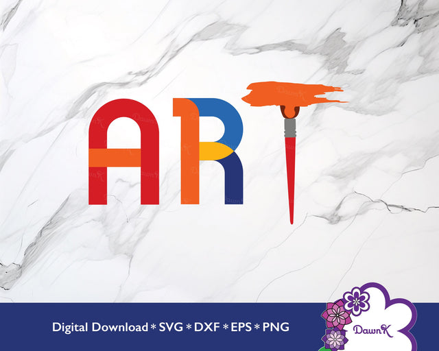 Art with Brush SVG | Layered Letters SVG DawnKDesigns 