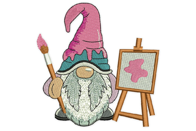 Artist Gnome Embroidery Design, Paintbrush Embroidery Design Embroidery/Applique DESIGNS NextEmbroidery 