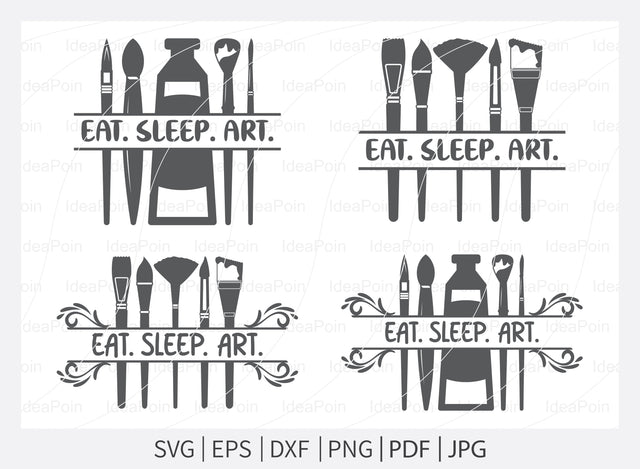 Artist SVG, Eat Sleep Art SVG, Artist Silhouette, Art Supplies SVG, Artist brush svg, Artbeat svg, Paintbrush Svg, Heartbeat Palette svg SVG Dinvect 