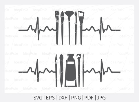 Artist SVG, Heartbeat artist svg, art supplies svg, Artist Silhouette, artist brush svg, Paintbrush SVG, Artbeat svg, Artist png SVG Dinvect 