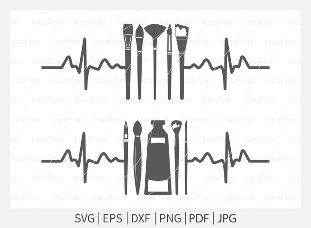 Artist SVG, Heartbeat artist svg, art supplies svg, Artist Silhouette, artist brush svg, Paintbrush SVG, Artbeat svg, Artist png SVG Dinvect 