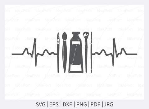 Artist SVG, Heartbeat artist svg, art supplies svg, Artist Silhouette, artist brush svg, Paintbrush SVG, Artbeat svg, Artist png SVG Dinvect 