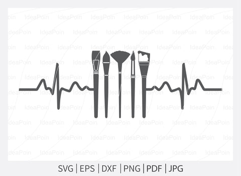 Artist SVG, Heartbeat artist svg, art supplies svg, Artist Silhouette, artist brush svg, Paintbrush SVG, Artbeat svg, Artist png SVG Dinvect 