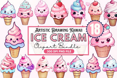 Artistic Drawing Kawaii Ice Cream Clipart Sublimation Regulrcrative 