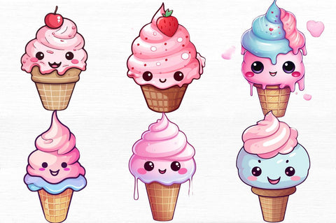 Artistic Drawing Kawaii Ice Cream Clipart Sublimation Regulrcrative 