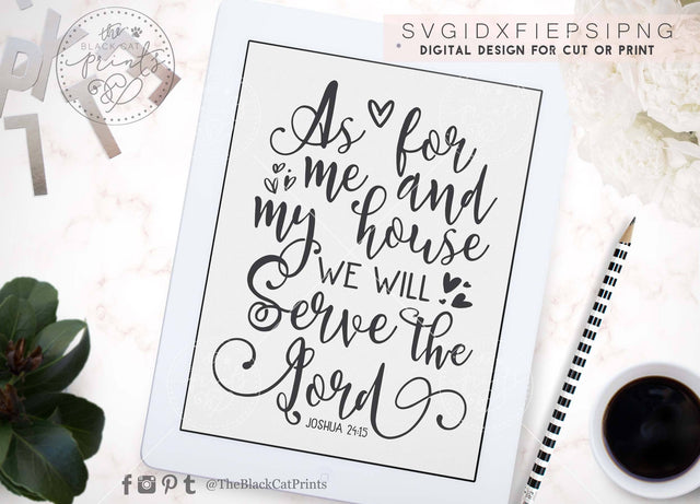 As for me and my house | Bible verse cut file SVG TheBlackCatPrints 