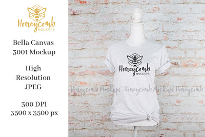 Ash Bella Canvas 3001 T-Shirt Mockup, Women's T-Shirt Mockup Mock Up Photo Honeycomb Mockups 