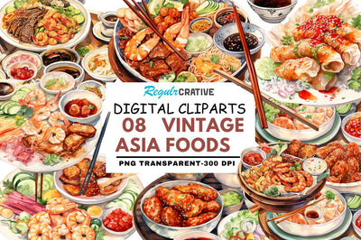 Asia Foods Watercolor Clipart Sublimation Regulrcrative 