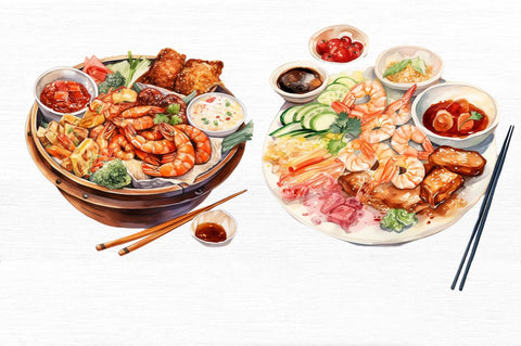 Asia Foods Watercolor Clipart Sublimation Regulrcrative 