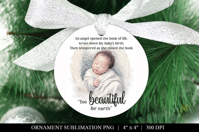 Asian Angel Baby Ornament PNG - Too Beautiful For Earth Sublimation BijouBay 