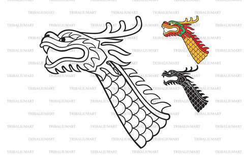 Asian Dragon Head SVG TribaliumArtSF 