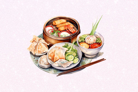 Asian Food Watercolor Clipart Sublimation Regulrcrative 