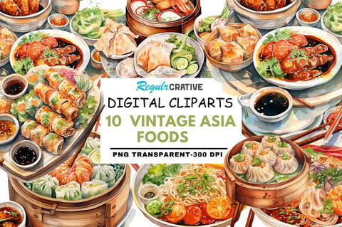 Asian Food Watercolor Clipart Sublimation Regulrcrative 
