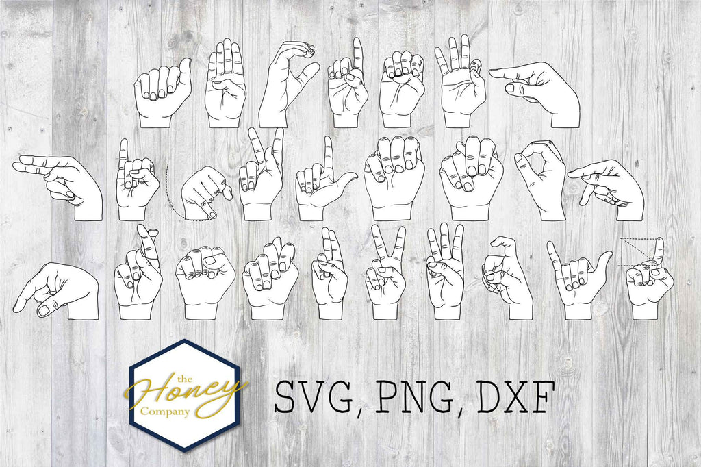 ASL American Sign Language Set DXF SVG PNG Cutting File - So Fontsy