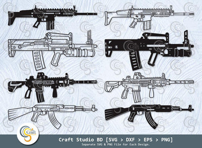 Assault Rifle Silhouette, Weapon SVG, Kalashnikov Svg, Ak 47 Svg, Assault Rifle Svg, Sniper Gun Svg, Assault Rifle Bundle SVG ETC Craft 