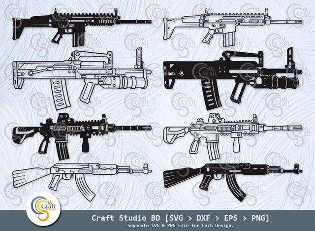Assault Rifle Silhouette, Weapon SVG, Kalashnikov Svg, Ak 47 Svg, Assault Rifle Svg, Sniper Gun Svg, Assault Rifle Bundle SVG ETC Craft 