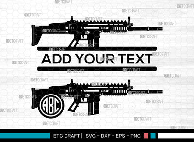 Assault Rifle SVG, Weapon SVG, Kalashnikov Svg, Ak 47 Svg, Assault Rifle Svg, Split Monogram Svg, Assault Rifle SVG ETC Craft 
