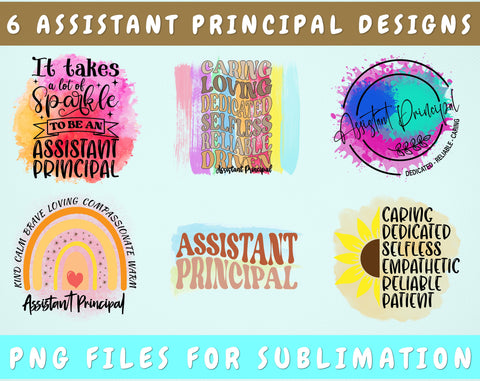 Assistant Principal Sublimation Designs Bundle, 6 Designs, Assistant Principal PNG Files For Sublimation, Assistant Principal Definition PNG Sublimation HappyDesignStudio 
